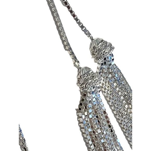 Sterling Silver Tassled Lariat Necklace Atasay Kuyumculuk Box Chain Adjustable - Picture 11 of 12